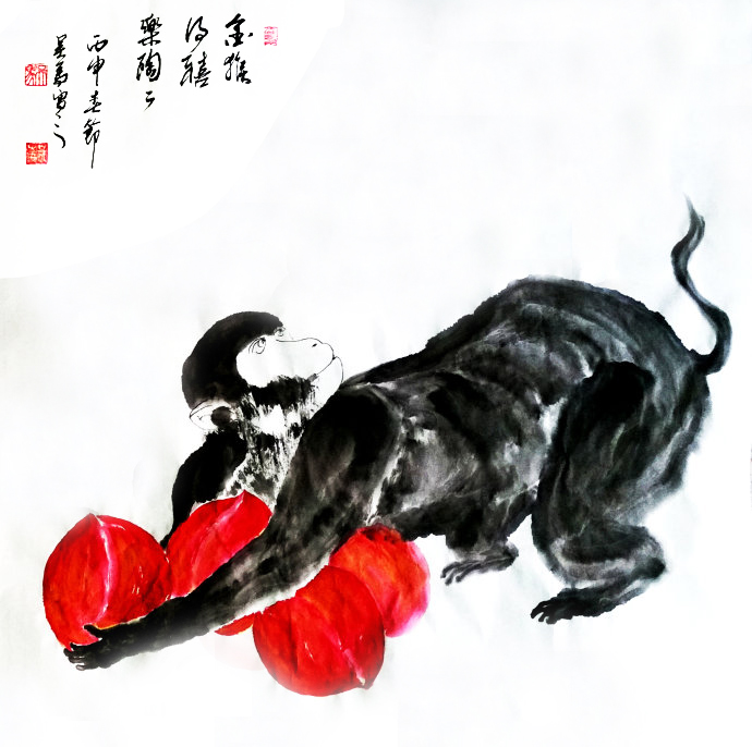 金猴得禧乐陶陶(69X69) 吴马作品 金猴得禧乐陶陶(69X69) 吴马作品